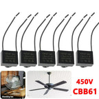 1/2/5PCS CBB61 Motor Run Capacitor 450V AC Fan Capacitors 0.8/1/1.2/1.5/1.8/2/2.5/4/5/6/8/10UF for Ceiling Fan & Air Conditioner