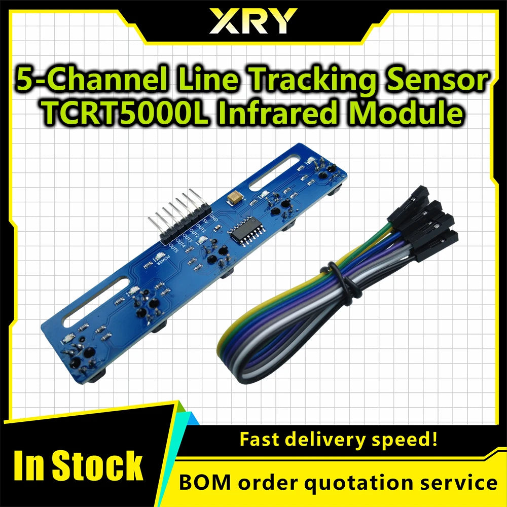 XRY 5-Way Black and White Line Identification Sensor Module Tracking Intelligent Car Infrared Sensor TCRT5000