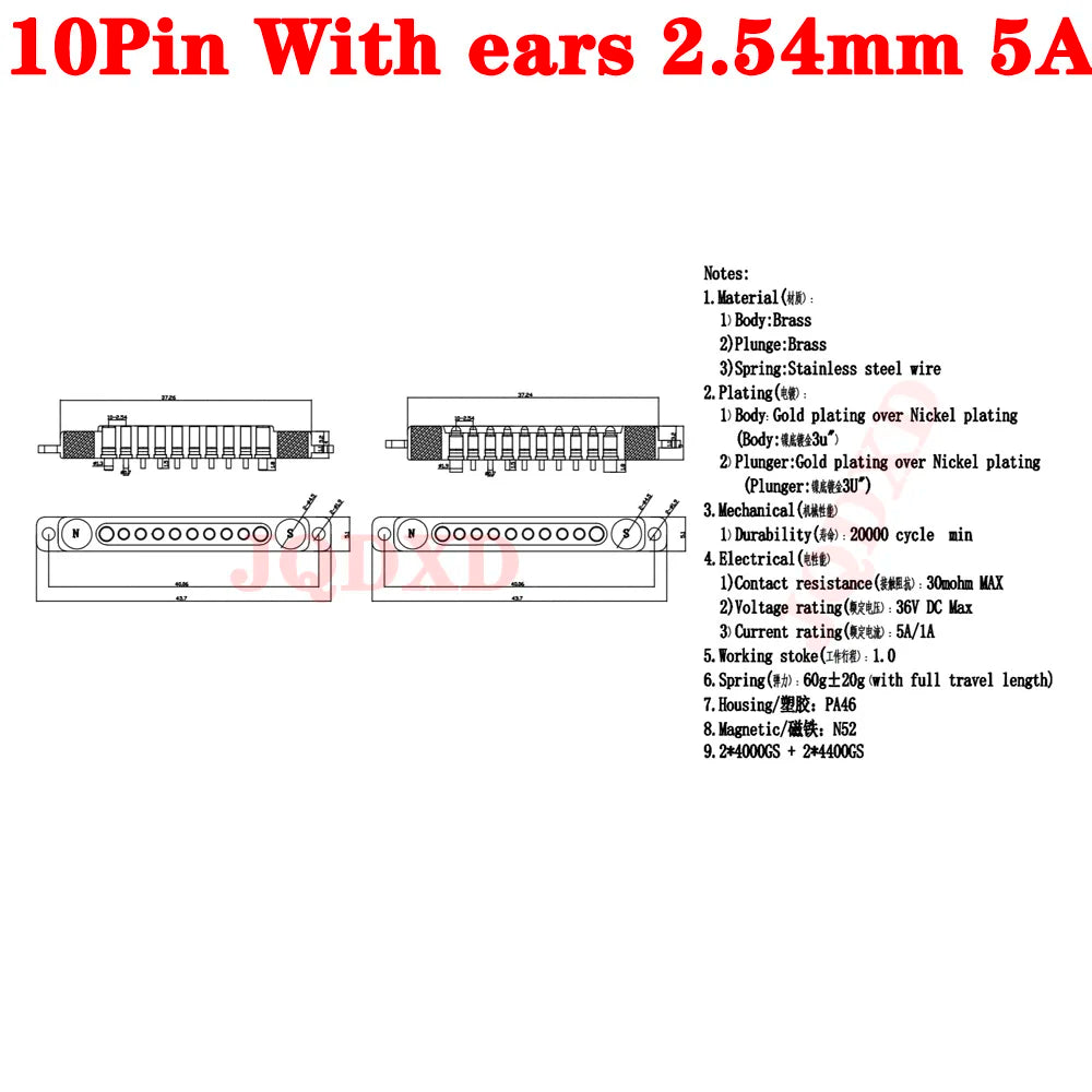 1sets DC 36V 5A Waterproof Magnetic Pogo Pin Connector 5Pin With Ears Pogopin Male Female Spring Loaded DC Power Socket