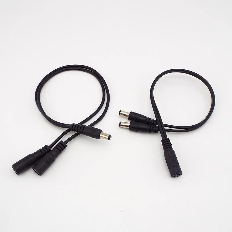 1 Female To 2 Male and 1 Male To 2 Female Plug Jack Splitter Connector Supply DC Power Cable For CCTV Camera LED Strip