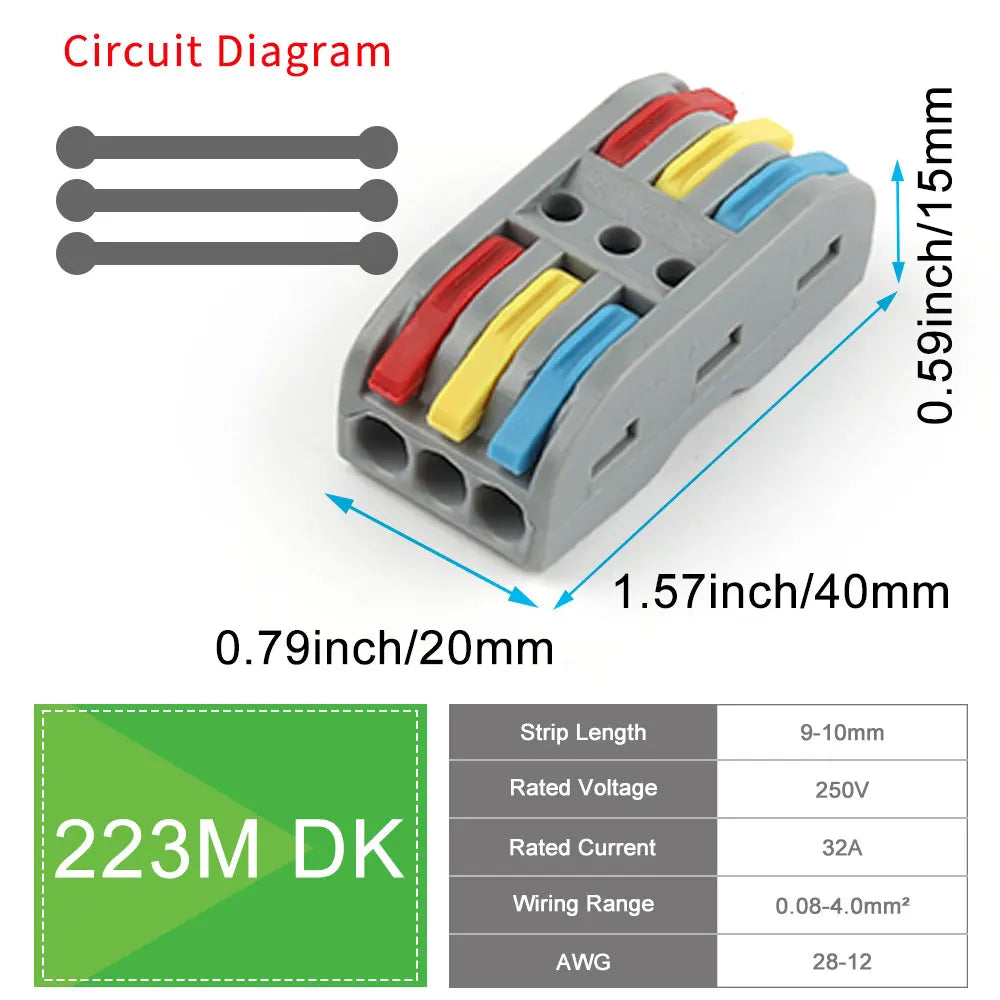 30PCS Lever Wire Connectors Push-in Quick Connect Wire Splice Compact Inline Connector Terminals for Electrical 28-12 AWG Wiring