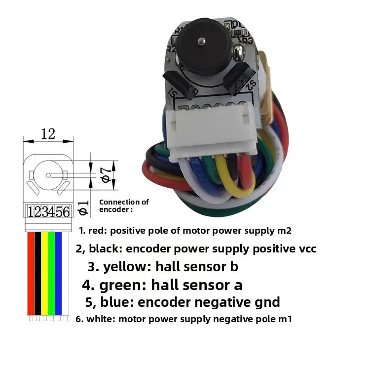 N20 Encoder Motor with Hall Sensor, 6V DC Micro Gear Motor Low Speed, M4 Threaded Shaft for DIY Robotics and Models