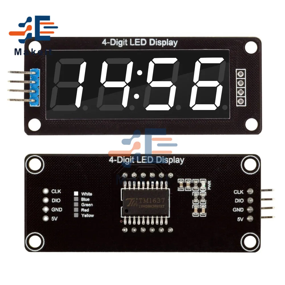 0.56 inch 0.56" TM1637 4-Digit 7 Segments Digital Tube Clock Module 4 Bits Double Dots LED Display Screen Board for Arduino