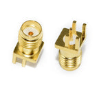 10pcs SMA Male / Female Jack PCB Edge Mount Connector, Straight Solder Type, Gold Plated 50Ω RF Receptacle for 1.6mm Board