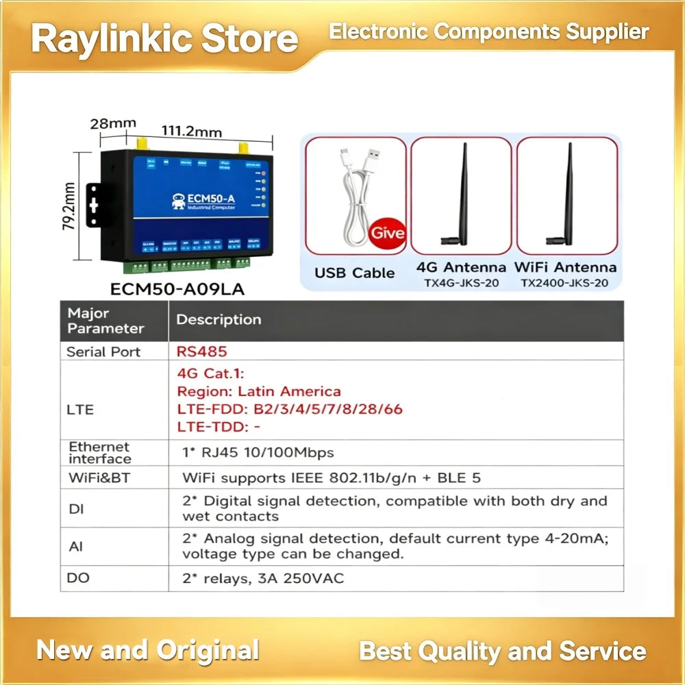 Industrial Control Computer RS485 RS232 ESP32 Python EBYTE ECM50 Gateway RTU Modbus Ethernet LoRa 2D1 2AI 2DO IO Ports