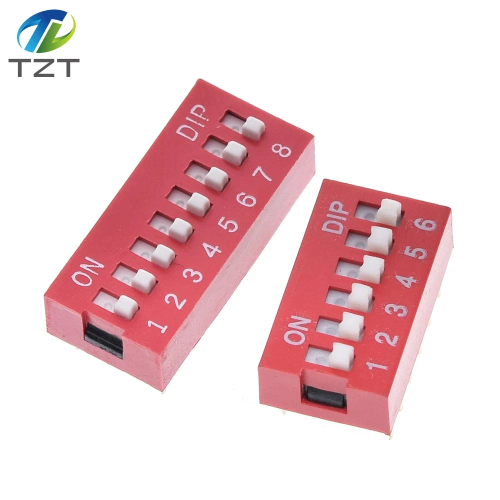10pcs TZT Slide Type Switch 1 2 3 4 5 6 7 8 10PIN 2.54mm Position Way DIP Red Pitch Toggle Switch Red Snap Switch Dial Switch