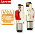 AMPCOM RJ45 Connector, CAT8 STP Tool Free Shielded Modular Plugs CAT7 CAT6A Zinc Alloy Field Termination Plug 40Gbps 2000Mhz