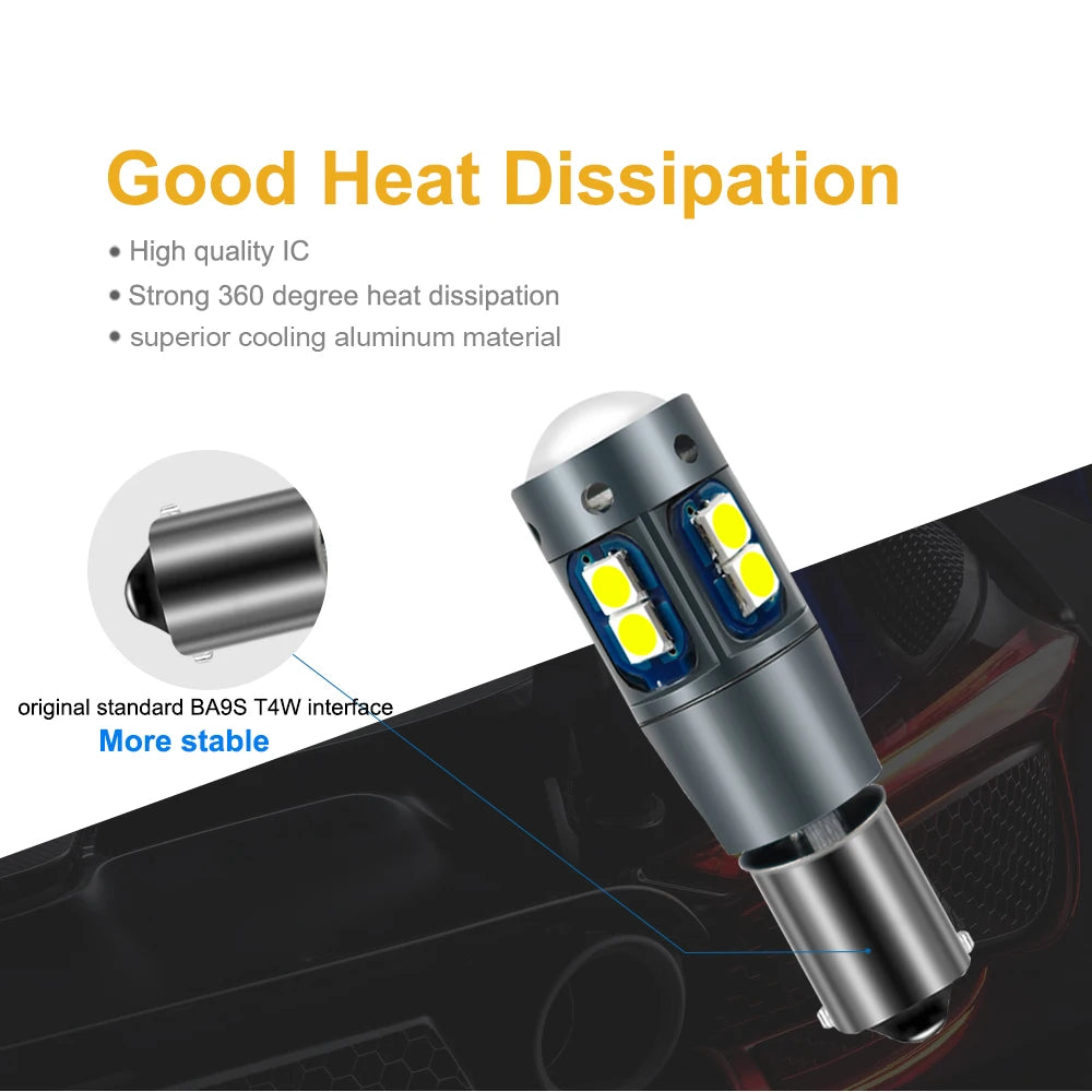 Nlpearl 2x Signal Lamp BA9S T4W  Led Bulb BAX9S BAY9S H21W H6W LED 12V Car Led Bulb Canbus 3030 Chips Interior Light Dome Lamp