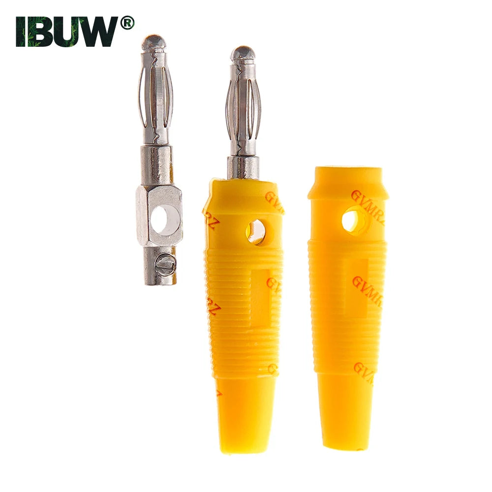 5PCS 4MM Green Yellow Banana Plugs Connector Solderless Video Musical Speaker Stackable Cable Wire Pin Banana Plug Connectors