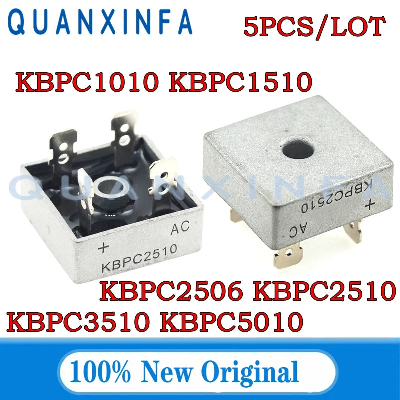 5PCS KBPC1510 KBPC1010 KBPC2506 KBPC2510 KBPC3510 KBPC5010 10A/15A/25A/35A/50A Rectifier bridge 1000V Bridge stack