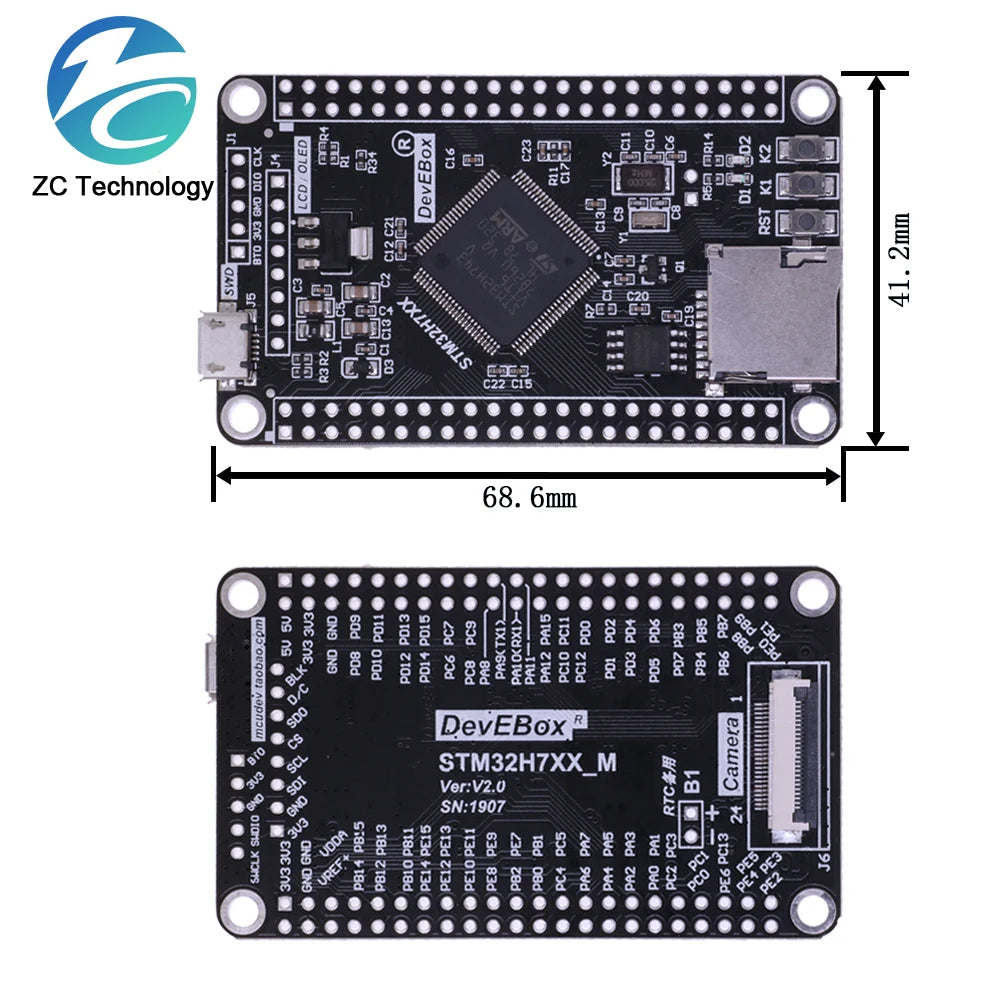 STM32H750VBT6 STM32H743VIT6 STM32H7 Development Board STM32 System Board M7 Core Board TFT Interface with USB Cable