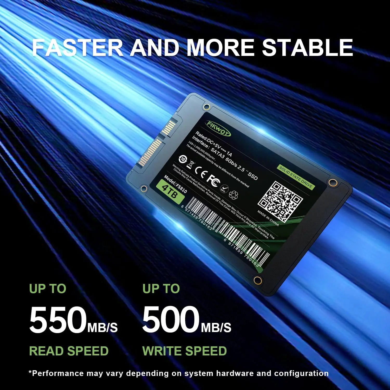 Fikwot FS810 2.5" SATA3 SSD 128GB 256GB 1TB 2TB 6Gbps 550MB/s 3D NAND Flash 4x HDD Internal Solid State Drive for Laptop Desktop