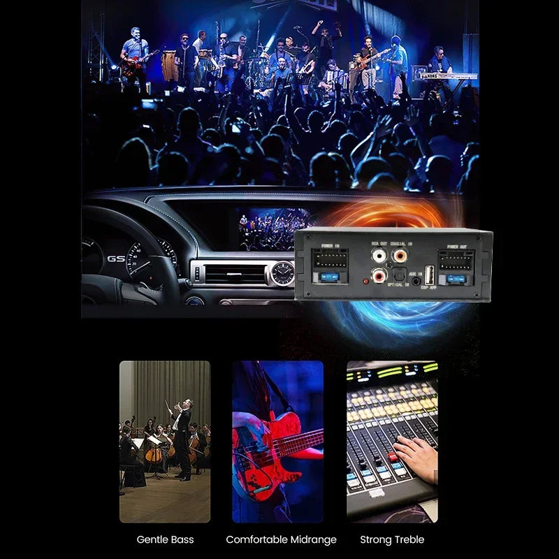 Car DSP Amplifier for Android Radio 16PIN Stereo HIFI Speakers Upgrade 4*50W Digital Audio Signal Processor BT APP EQ Adjustment
