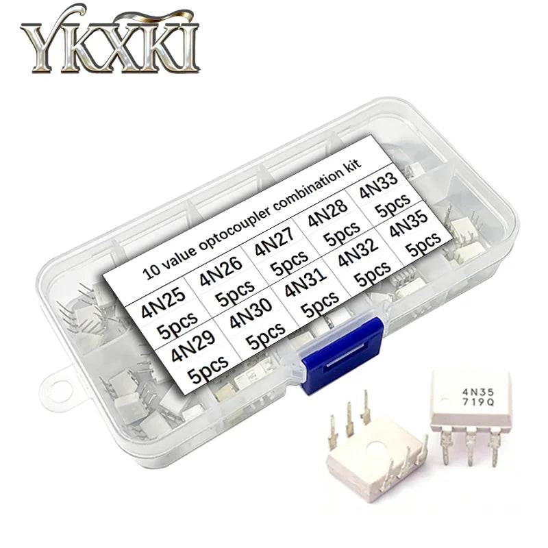50PCS/Set Optocoupler KIT 4N25 4N26 4N27 4N28 4N33 4N29 4N30 4N32 4N35 4N36 DIP-6 IC Combination kit box