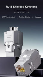 RJ45 Keystone Jack Module CAT8 Cat7 CAT6A Tool-Less STP Shielded Self-Locking CAT6 CAT5E Zinc Alloy Network Coupler Adapter