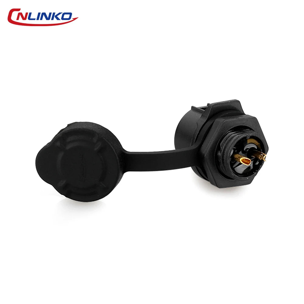 CNLINKO M12 IP68 Circular Solder Connector Male/Female Panel Mount PBT Housing Quick Lock for Marine & Industrial Automation