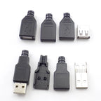 5/10PCS USB 2.0 Type A Male & Female Connector 4Pin Plug Socket with Black White Plastic Cover Soldering Type for DIY