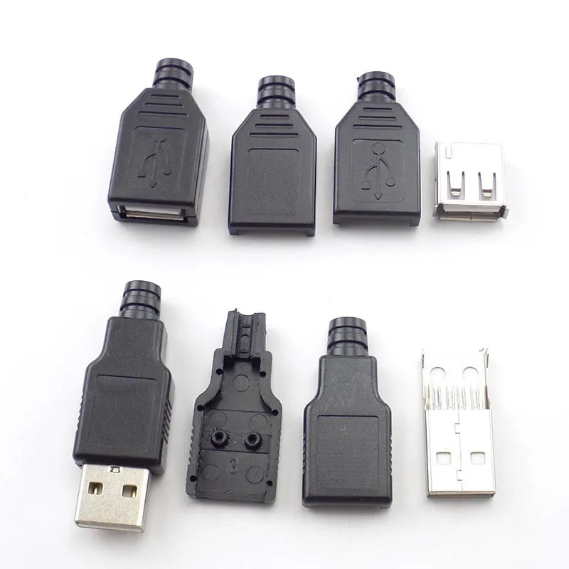 5/10PCS USB 2.0 Type A Male & Female Connector 4Pin Plug Socket with Black White Plastic Cover Soldering Type for DIY