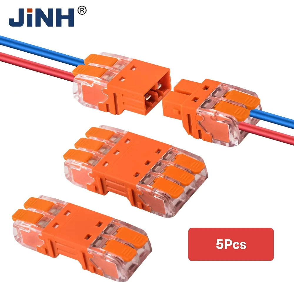 5Pcs Quick Lever Wire Connectors for Compact Plug In Male Female Terminals Blocks Home Wiring Orange 24A 20-13AWG