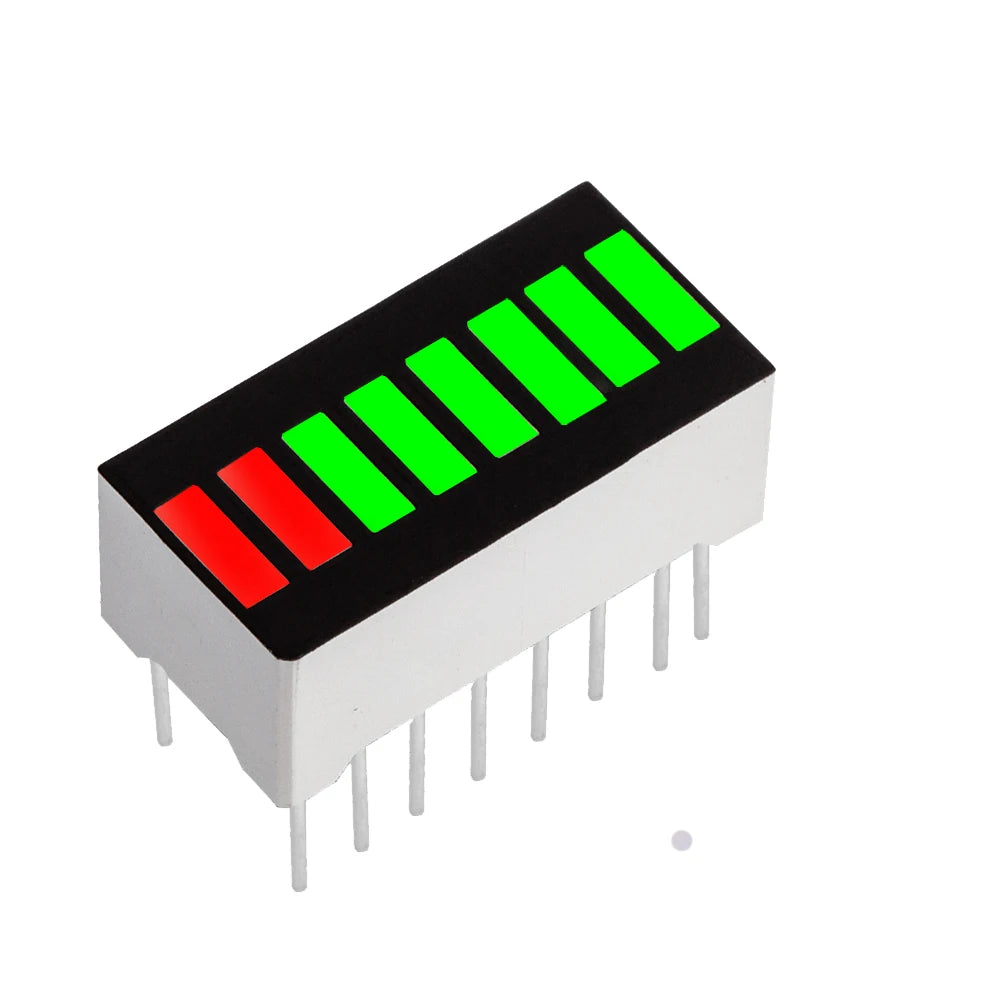 Super Bright 5/8/10/12/20 Segments LED Bar Module - Battery Level Indicator with Red/White/Blue Multicolor Options