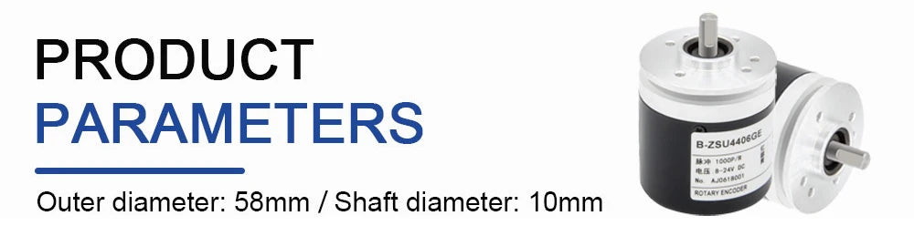 AUCHTEL 44mm IP67 Incremental Encoder 6mm Shaft Rotary Switch AB 2 Phases 10-1024-2500-3600 360 400 500 PPR 5-24VDC