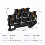 DIN Rail Terminal Blocks PTTB-2.5 Push-In Double Level 0.14-2.5mm2 Screwless Electrical Wire Connectors for Control Panel Wiring