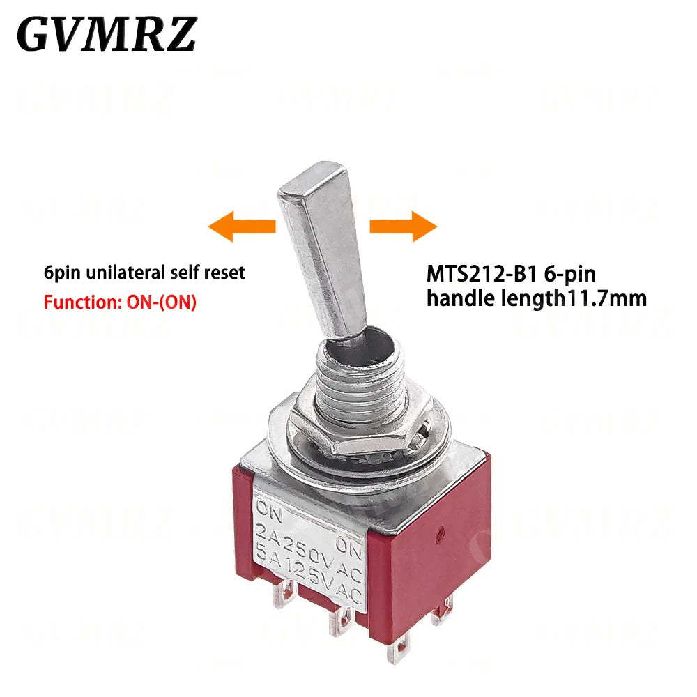 2PCS Flat Handle 6mm Panel Mount Mini Toggle Switch 3/6Pin 2/3 Positions ON OFF ON Locking Momentary RC Model Remote Controlller