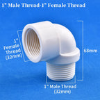 1/2" 3/4" 1" White PVC 90° Elbow Connector Female-Male Thread Garden Irrigation Supply Pipe Joint Aquarium Fish Tank DIY Tools