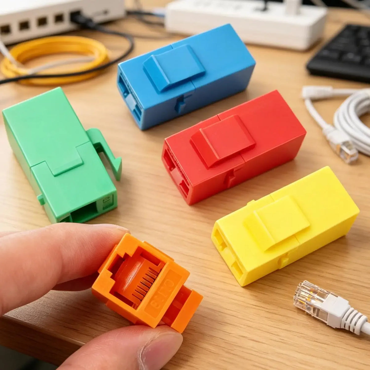 For RJ45 CAT6 Keystone Coupler Colorful Network Straight-through Connector Cat6 RJ45 Adapter Insert Inline Coupler CAT6 Keystone
