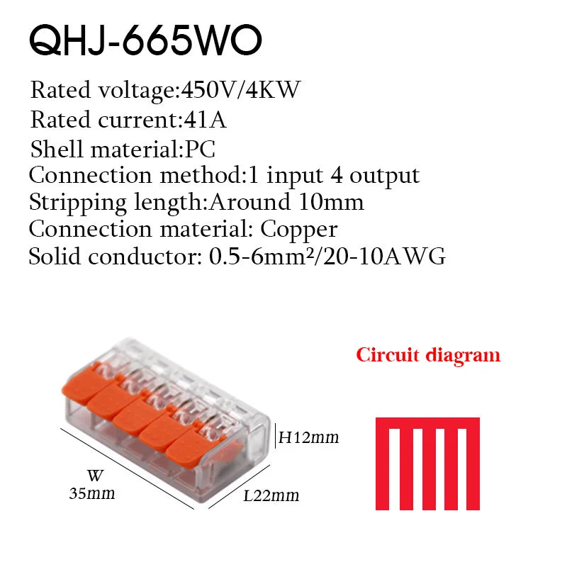 Wire Connector Electrical Lever Strip Connectors Cage Spring Universal Compact Quick Wiring Conductors Push-in Terminal Blocks
