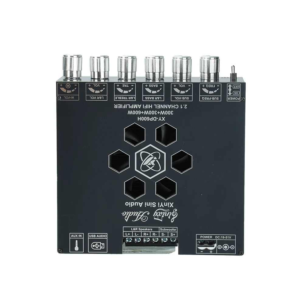 2 1 Channel High Power Subwoofer Amplifier XY DP600H Dual TPA3255 Chip DC 19 51V 10A Bluetooth AUX U Disk Input Cooling Fan
