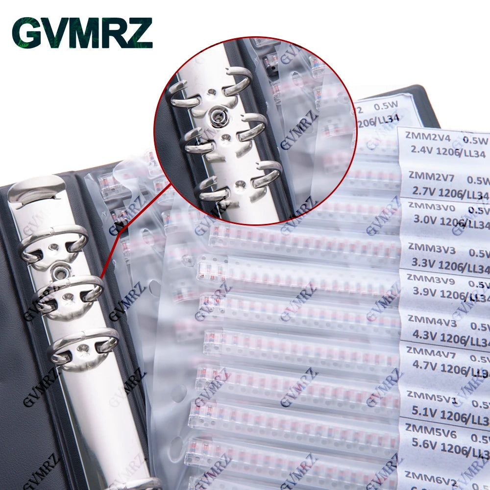 675/1350PCS SMD LL34 Zener Diode Kit book 0.5W 1/2W 3V-24V 2V-39V SMD Diode Set 1N4148