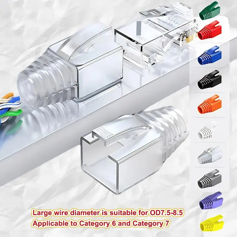 50/100Pcs RJ45 Cable Connector Plug Cover Ethernet Network Cable Connector Plugs Strain Relief Boots - Plastic