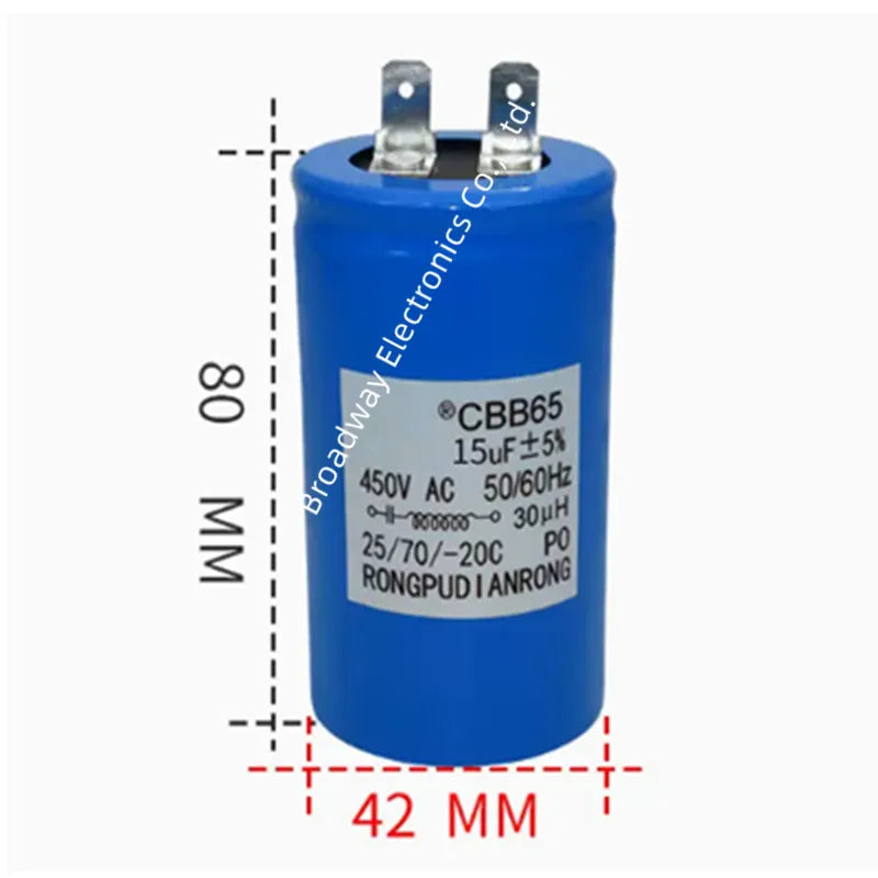 CBB65 full-automatic washing machine start capacitance 450V 8.5UF 10UF 12UF 13UF 15UF 16UF Single insert