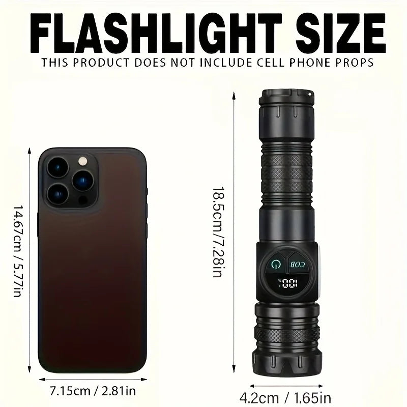 Magnetic USB Rechargeable LED Tactical Flashlight With COB Side Light Camping Fishing Torch