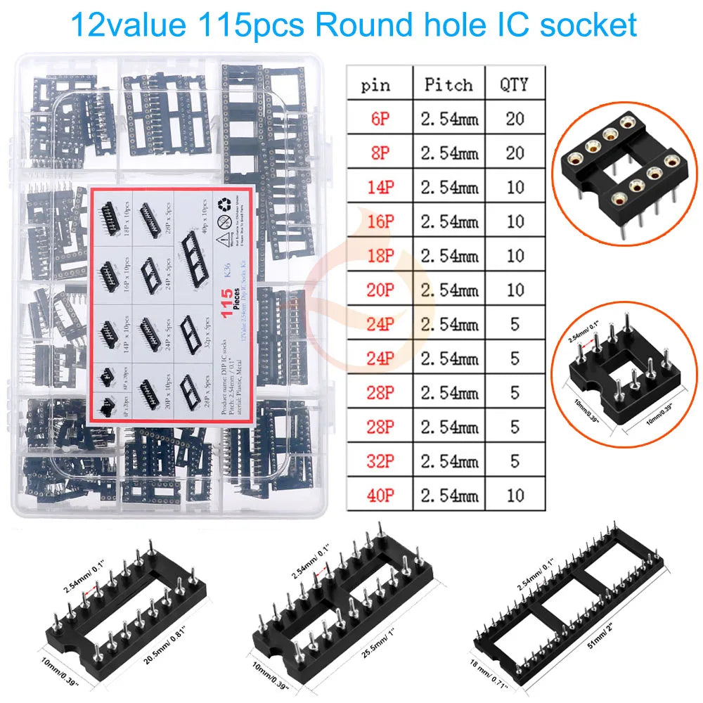 IC Integrated Circuit Chip Assortment Kit DIP SMD series 74HCXX 74LSXX CD4000 Common CMOS Logic IC Sockets set DIY Mix Pack