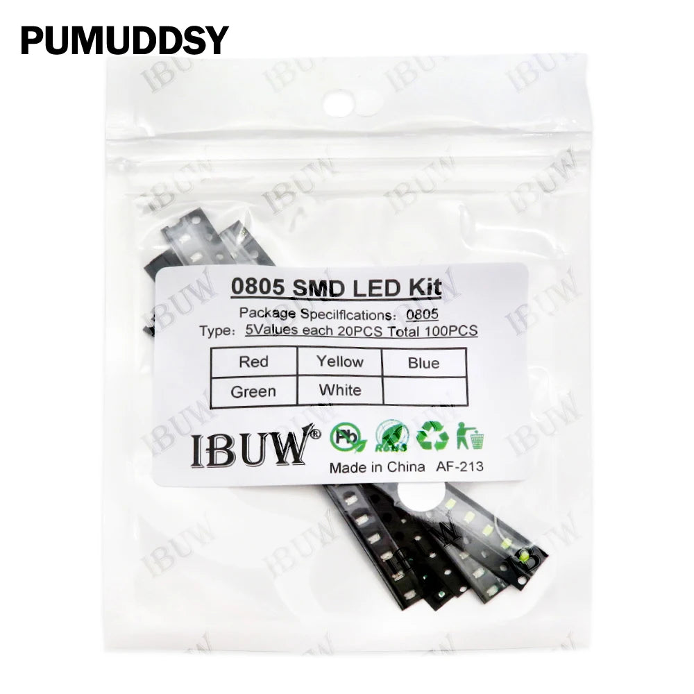 100pcs 5colors Each 20pcs 5730 5050 3528 1210 1206 SMD LED Diode Kit Red Green Blue White Yellow 0805 0603 0402