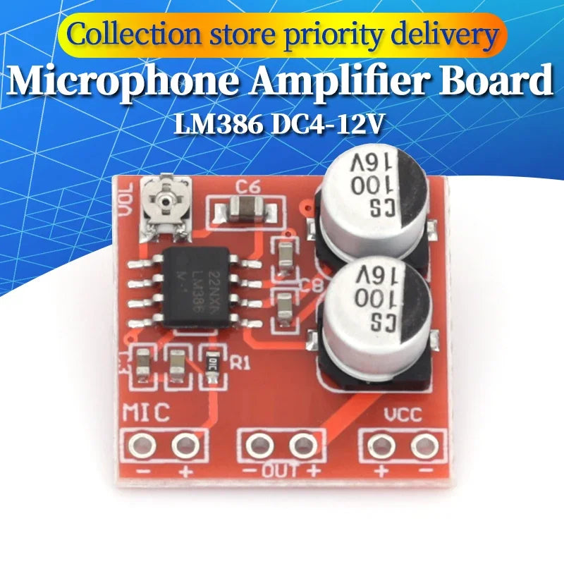 LM386 electret microphone amplifier board / microphone amplifier / without potentiometer DC4-12V