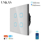 Smart Switches 1/2/3 Gang Wifi Touch Light Wall Sensor Switch Works with Tuya Control Smart Life Google Alexa Alice Yandex