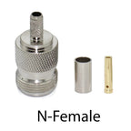 N Male Plug & Female Jack 50-3 N Connector RF Coaxial Connector Bulkhead Connector Crimp RG58 RG142 RG400 Cable Adapter