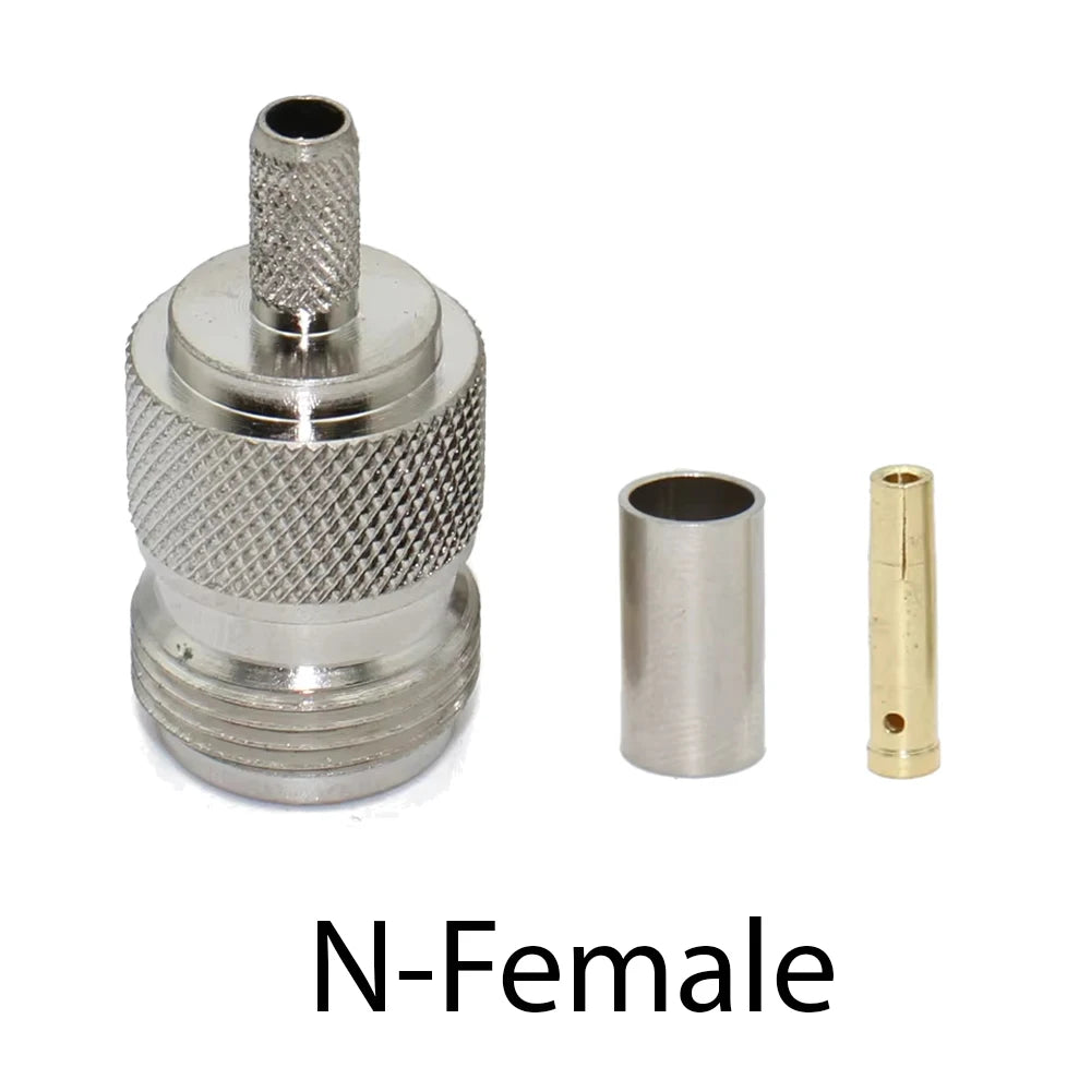 N Male Plug & Female Jack 50-3 N Connector RF Coaxial Connector Bulkhead Connector Crimp RG58 RG142 RG400 Cable Adapter