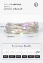 DC24V 1000ct SK6812/WS2811 LED Pebble String Light RGB Addressable Full Color Clear Wire IP65 3D 360 Degree Light-emitting