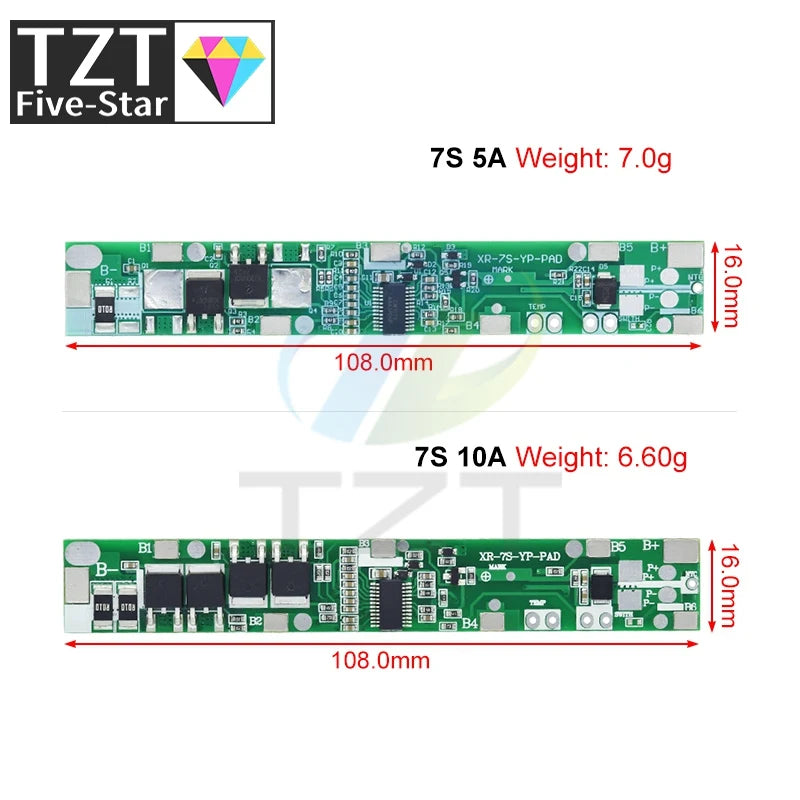 7S 24V 5A 10A BMS Protection Circuit Board Charge Protec Plates Charging Module for Lithium Battery Pack Power Bank E-bike