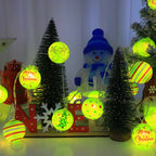 Luminous Xmas Bauble Fairy String Lights, Multipattern Printed Christmas Ball LED Garland, Whimsical Neon Tone Festive Lighting