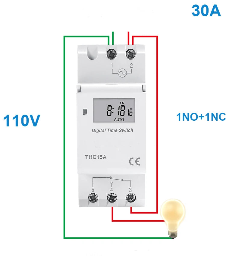 Electronic Weekly 7 Days Programmable Digital TIME Relay Timer Switch Control AC 220V 230V 12V 24V 30A Din Rail AHC30A  THC30A