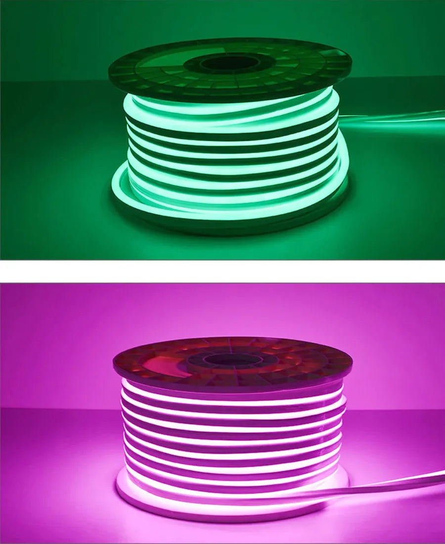 30M 20M 10M RGB LED Neon Strip Light 220V Decor Home Lighting Waterproof Flexible LED Ribbon Remote/Bluetooth/Tuya WiFi Control