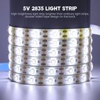 5V 2835 LED Strip Light USB 60Leds/m Flexible Fita Led Tape With Switch White Warm White Waterproof LED Lights for Room Decor