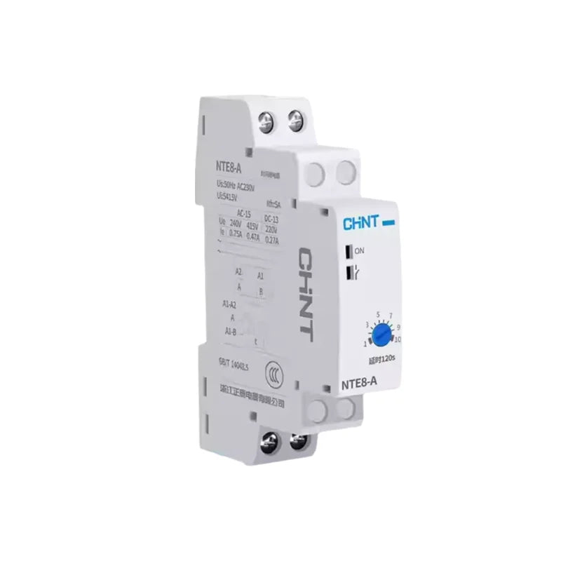 CHINT NTE8 Series Time Delay Relay Control Off Power On Delay NTE8-A NTE8-B 10S 120S 480S AC220V DC24V Din Rail Digital Timer