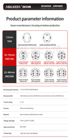 ABILKEEN 16/19/22MM LED Ring Light Metal Push Button Switch 1NO1NC/2NO2NC LED Ring Light Momentary/Latching Push Button Switch