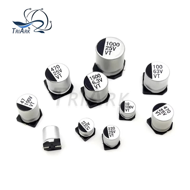 10PCS 6.3V 10V 16V 25V 35V 50V SMD Aluminum Electrolytic Capacitor 2.2UF 4.7UF 10UF 22UF 33UF 47UF 68UF 100UF 220UF 330UF 1000UF